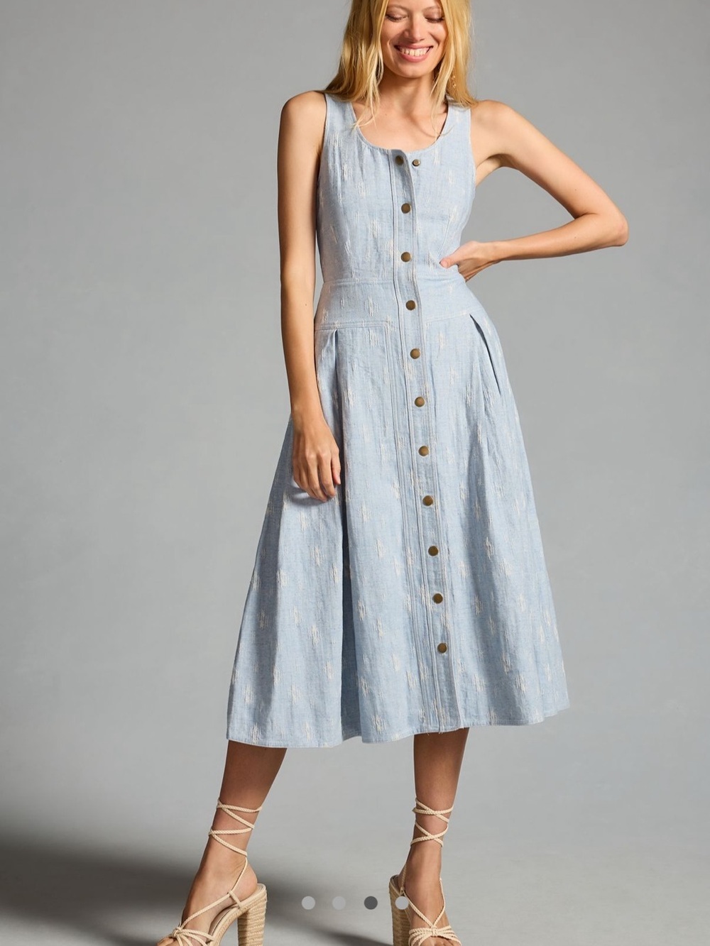 Hunter Bell Button Front Pleated Midi Dress NWOT SZ 10